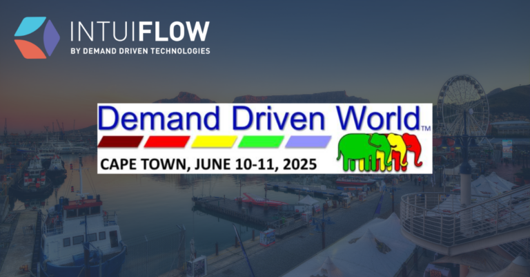 Banner featuring Intuiflow by Demand Driven Technologies and Demand Driven World 2025 event details: Cape Town, June 10-11, with vibrant elephant logo.