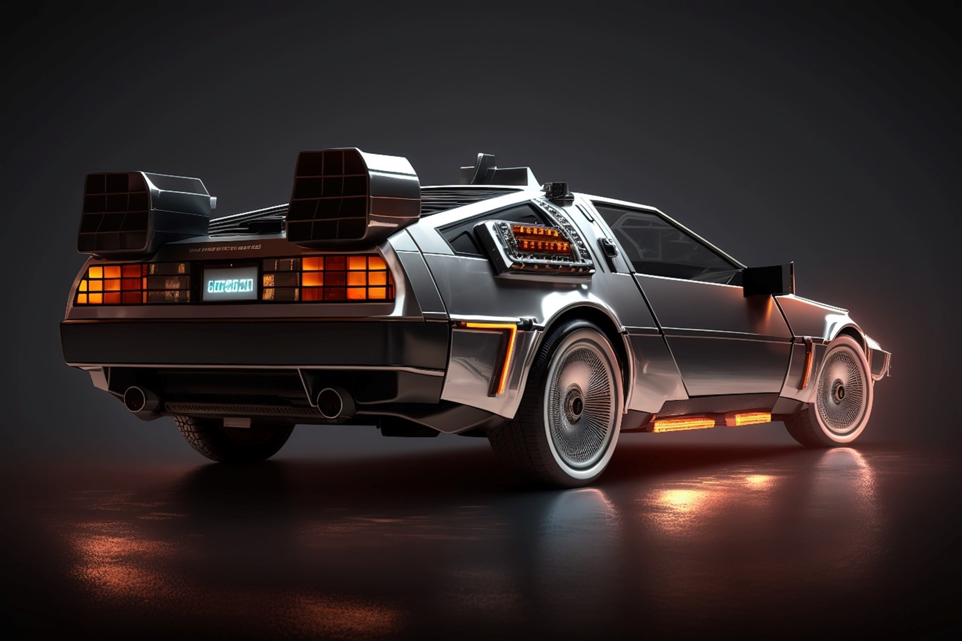 De Lorean vehicle from back to the future in all it's splendor
