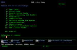 Image of old IBM I Main Menu