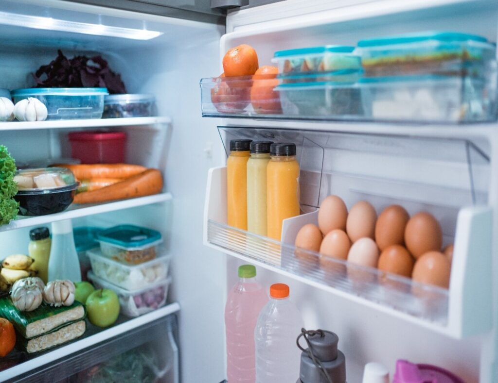 an open fridge ready whose meals are ready to be planned via MRP