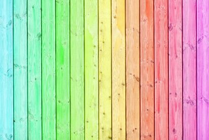 Rainbow colored wooden fence